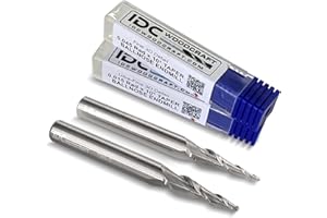 IDC Woodcraft 3D Carving Taper Ball Nose End Mill Bit Set - 2pc (Fine Detail & Ultra-Fine Detail) - 1/4-inch Shank - Carbide 