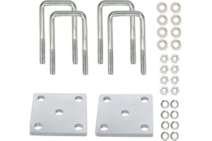 Fudatong 2PCs Square U-Bolt Kit for Boat Trailer Axle Leaf Springs, Trailer Leaf Spring U Bolts, for 2x2 Axle, 4-3/4" Long, 2 Pack