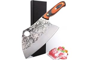 Kitory Serbian Chef Knife 7'' Meat Cleaver Forged Butcher Knife Vegetable Meat Chopping Knife, Full Tang, High Carbon Steel, 