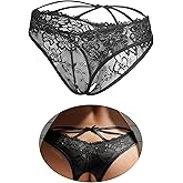 sunshinelady Women's Lace Panties Criss Cross Back Briefs with Cute Bow Sexy Underwear Cut Out String Hipster Boyshorts S-2XL