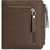 GOIACII Small Wallets for Men and Women Compact Bifold Credit Card Holder Minimalist with 2 Zipper Coin Pockets