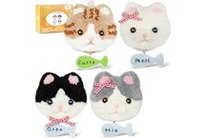 MOREJMTT Punch Needle kit Adults for Beginners-4,Embroidery kit for Beginners, Includes All Tools and Materials,Easy to Follow Instructions and Videos-Cat Family