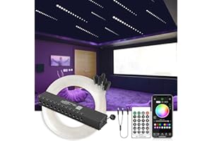 SUNKENET Meteor 3W 96pcs*0.03in*9.8ft Fiber Optic Lights Kit, 12LEDs Starlight Headliner Kit with Bluetooth APP/Remote Control+DC Power Splitter Cable for Car Roof/Home (Shooting Star Effect only)