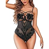 Avidlove Women's Sexy Lingerie One Piece Bodysuit Floral Lace Teddy Mini Babydoll