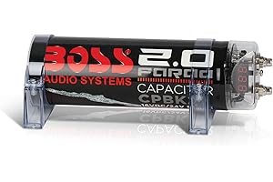BOSS Audio Systems CPBK2 Car Capacitor - 2 Farad, Energy Storage, Enhance Bass From Stereo, 3 Digit Voltage Display, Charging Status LED