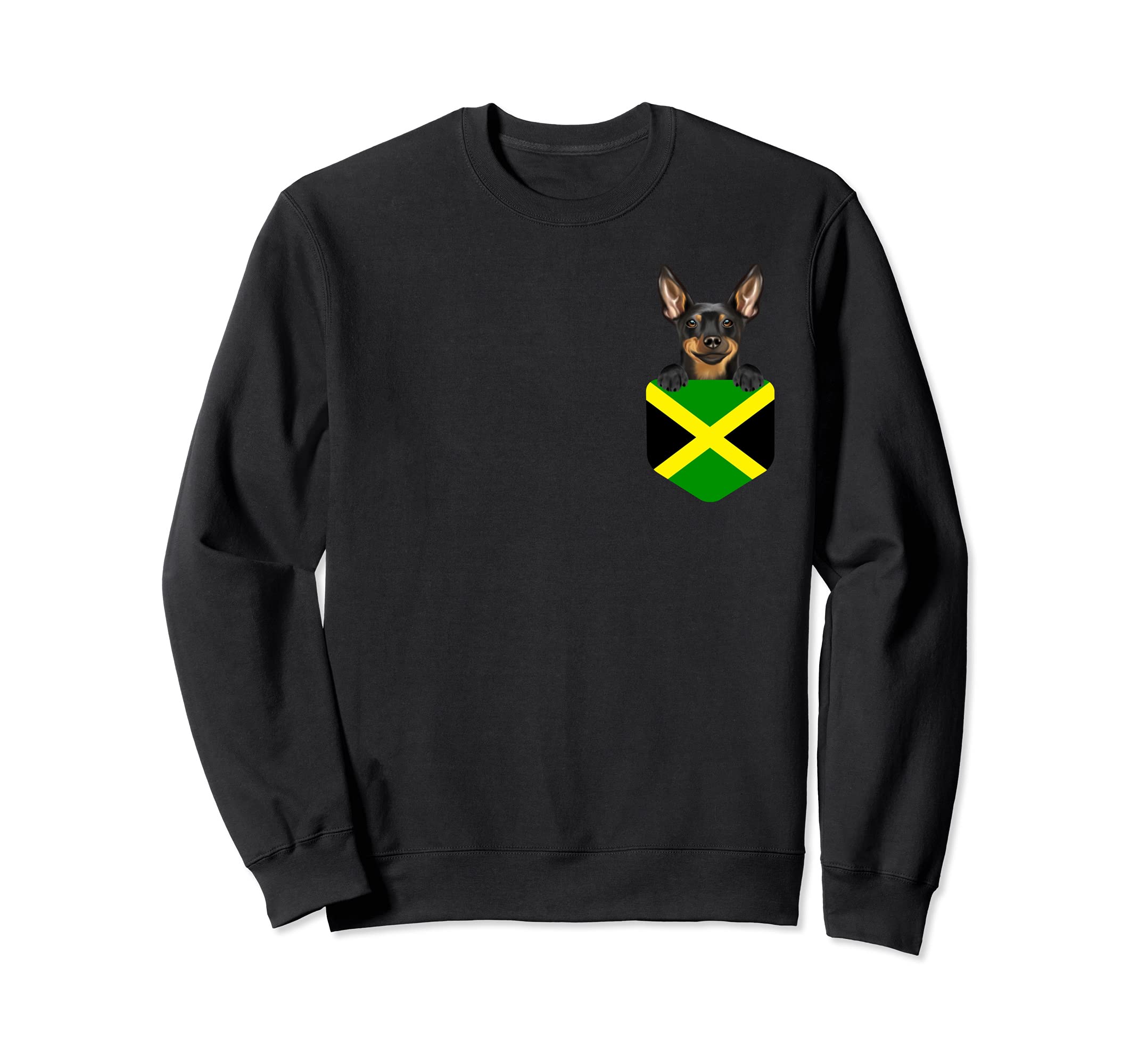 Jamaica Flag Miniature Pinscher Dog In Pocket Sweatshirt