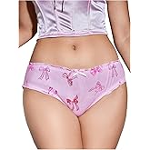 SHENHE Women's Kawaii Panty Bow Print Low Rise Ruched Back Underwear Coquette Brief Panty