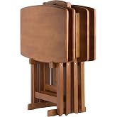 Winsome Dylan Set of 4 Oversized Foldable Snack Tables with Storage Rack | Easy to Store Portable Fold Up Table Set for Kitchen, Living Room TV Dining, Crafts, Puzzles, Work From Home