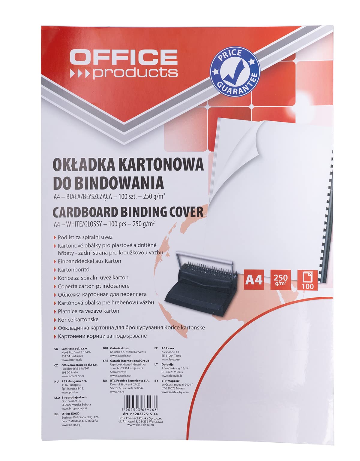 Binding Covers Office Products Cardboard A4 250 GSM 100 Pcs Glossy White/Presentation/Type-for Binding/Kind-Back, Cardboard/Material-Cardboard/Colour-White/Format-A4 / Weight (g/m2)-250 — image 1