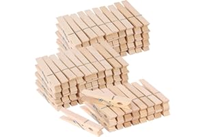 TECBEAUTY 100pcs Clothes Pins Wooden Clothespins 3inch Heavy Duty Wood Clips for Hanging Clothes Pictures Outdoor