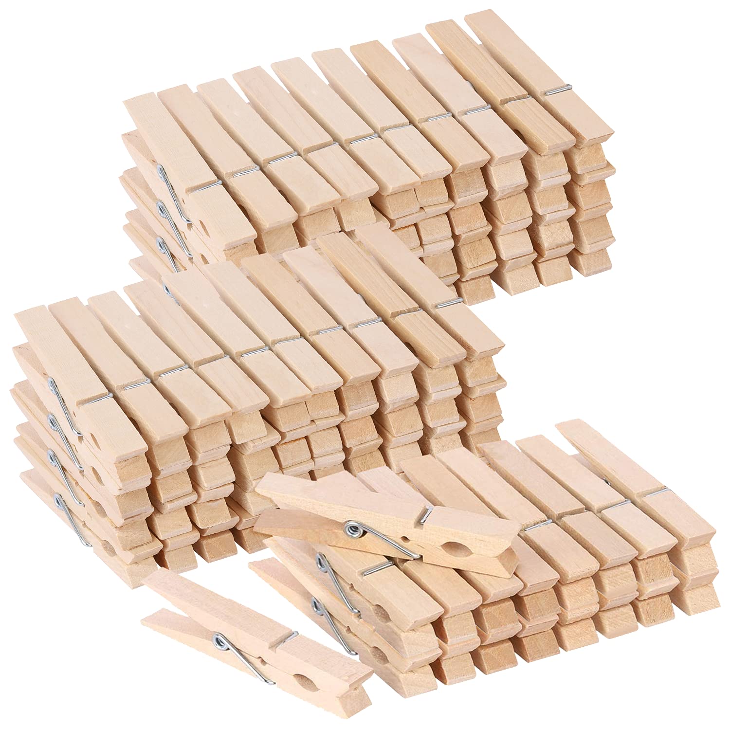 Photo 1 of 100pcs Clothes Pins Wooden Clothespins 3inch Heavy Duty Wood Clips for Hanging Clothes Pictures Outdoor