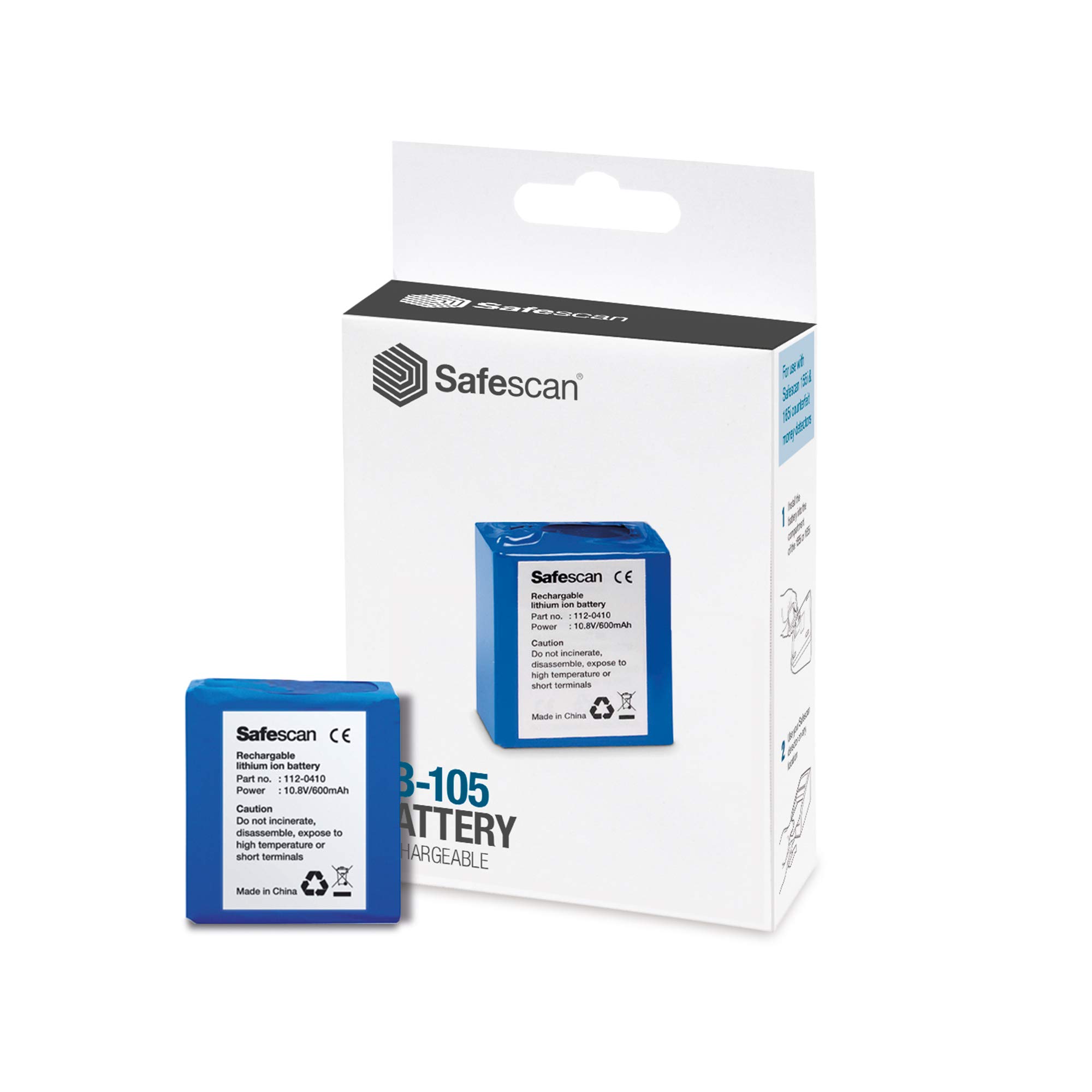 Safescan LB-105 Rechargeable Battery that Powers The Safescan Counterfeit Detectors - Lithium Battery that Supplies Counterfeit Money Detectors with Up To 30-Hours of Portable Power