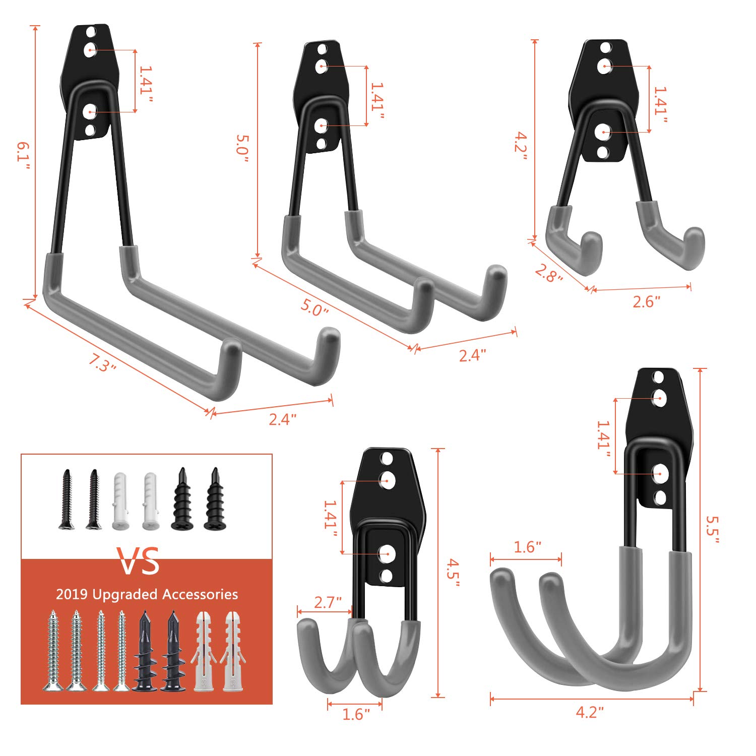 Garage Storage Hooks, Heavy Duty Storage Utility Hooks, Steel Wall