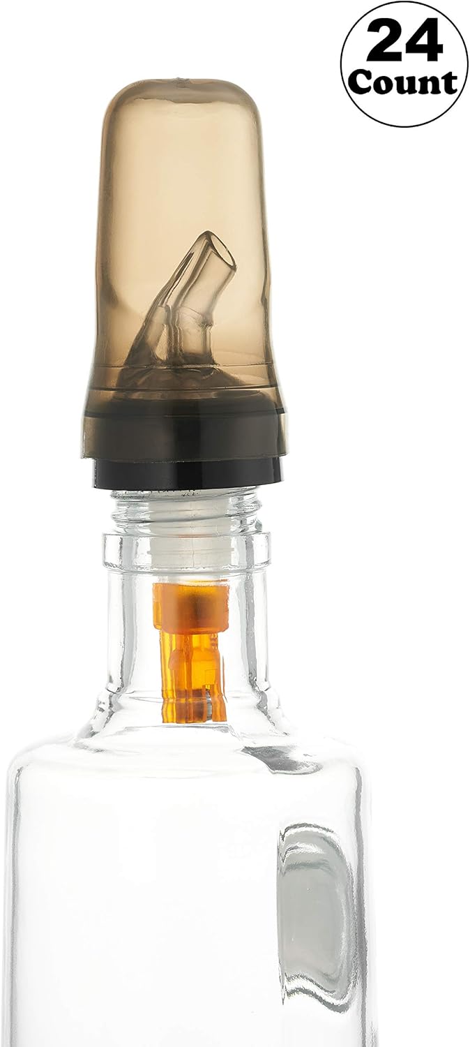 [24 PACK] Translucent Liquor Pourer Cover Caps, Bottle Top