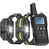 Dog Training Collar with Remote - 2 Pack Shock Collar for Medium Large Dogs | 2600 ft Range, IP65 Waterproof, Flashlight, Beep Vibe Adjustable Static Modes for Recall Guide, Train Sit, Bad Dog Behaviors