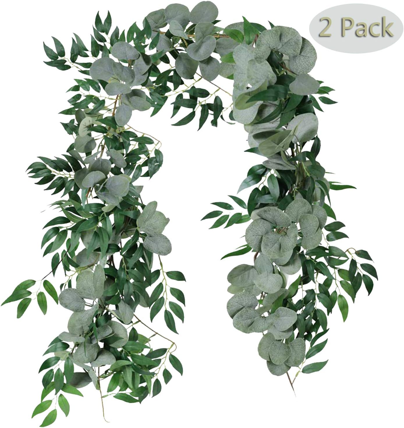 Green/Red Artificial Eucalyptus Leaf Silver Dollar Fake Leaves Plant