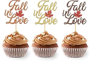 MOITKPTT 24PCS Fall in Love Cupcake Toppers Fall Theme Party Decorations, Bridal Shower Cupcake Picks Engagement Cake Decorations, Wedding Anniversary Bridal Shower Party Decorations (mixed A)