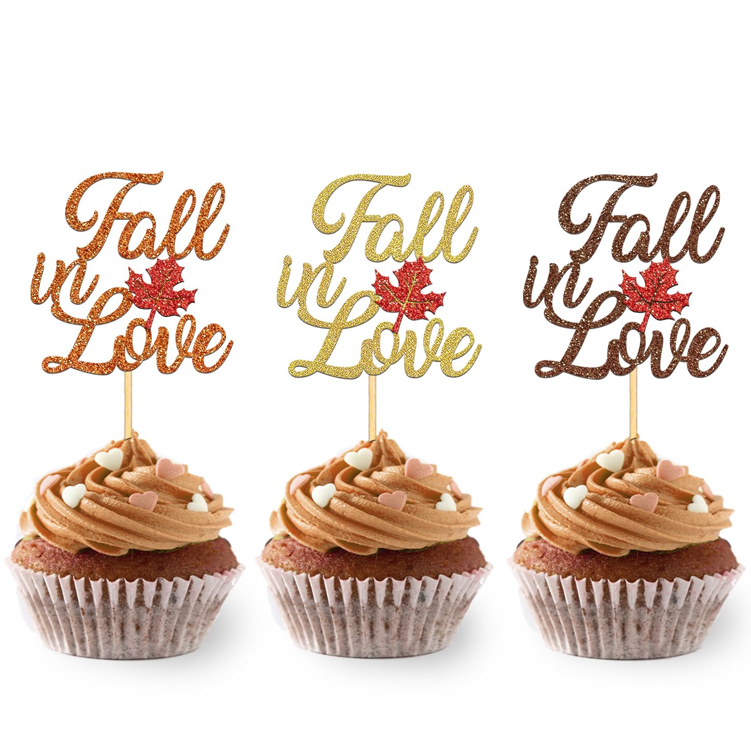 Photo 1 of 24PCS Fall in Love Cupcake Toppers Fall Theme Party Decorations, Bridal Shower Cupcake Picks Engagement Cake Decorations, Wedding Anniversary Bridal Shower Party Decorations (mixed A)