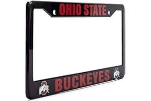 EliteAuto3K Ohio State Buckeyes License Plate Frame Cover – Black – 12.25” x 6.25” - Ideal Gift for Sports Fans & Supporters – Slim Design