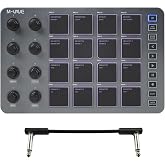 M-VAVE SMC-PAD MIDI Controller,Bluetooth Wireless Portable MIDI Pads with Velocity Sensitive Pads,Beat Maker,white 6.35mm Audio Cable (Grey)