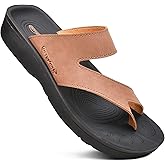 AEROTHOTIC Comfy Arch Support flip flops for women Split Toe Stylish Cushioned Strap with non-slip footbed Walking Dressy Sandals Indoor and Outdoor