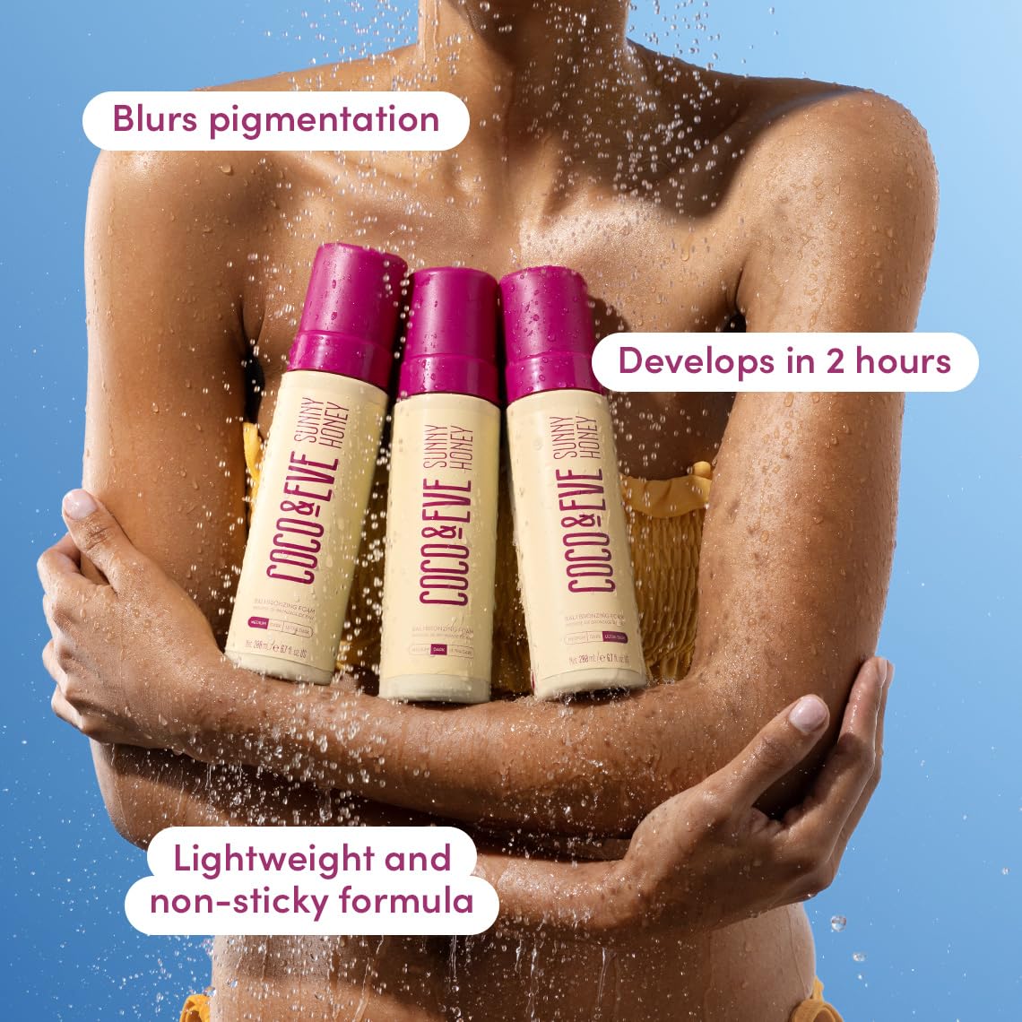 Coco & Eve Sunny Honey Bali Bronzing Self Tanner Mousse - (Dark) All Natural Sunless Tanning Mousse | Instant Self Tanning Lotion with Bronzer and Skin Moisturizer (6.7 fl oz)