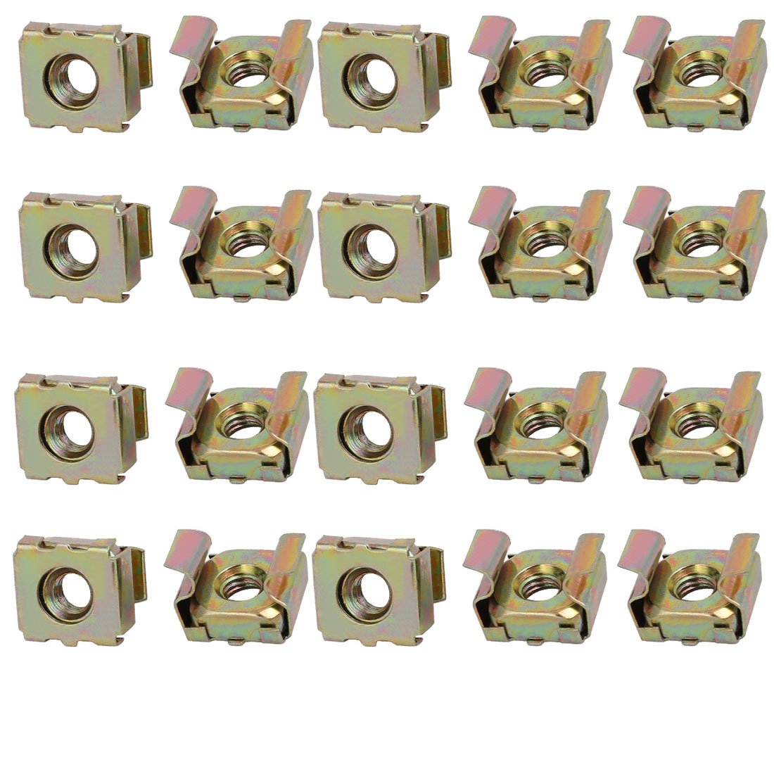 Sourcingmap 20pcs M5 Carbon Steel Captive Cage Nut Brass Tone for Server Shelf Cabinet