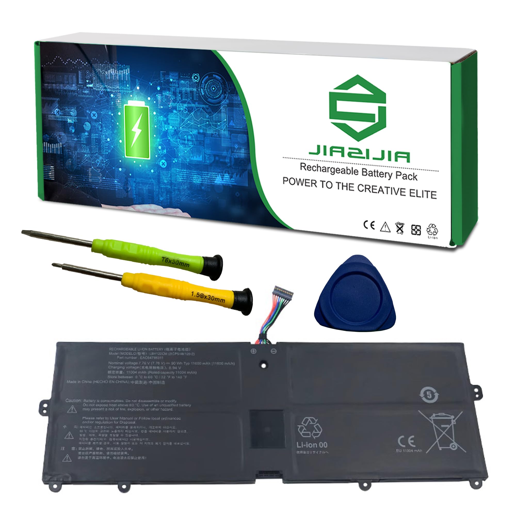 Photo 1 of JIAZIJIA LBY122CM Laptop Battery Replacement for LG Gram 16Z90R Series Notebook EAC64798311 Black 7.76V 90Wh 11600mAh