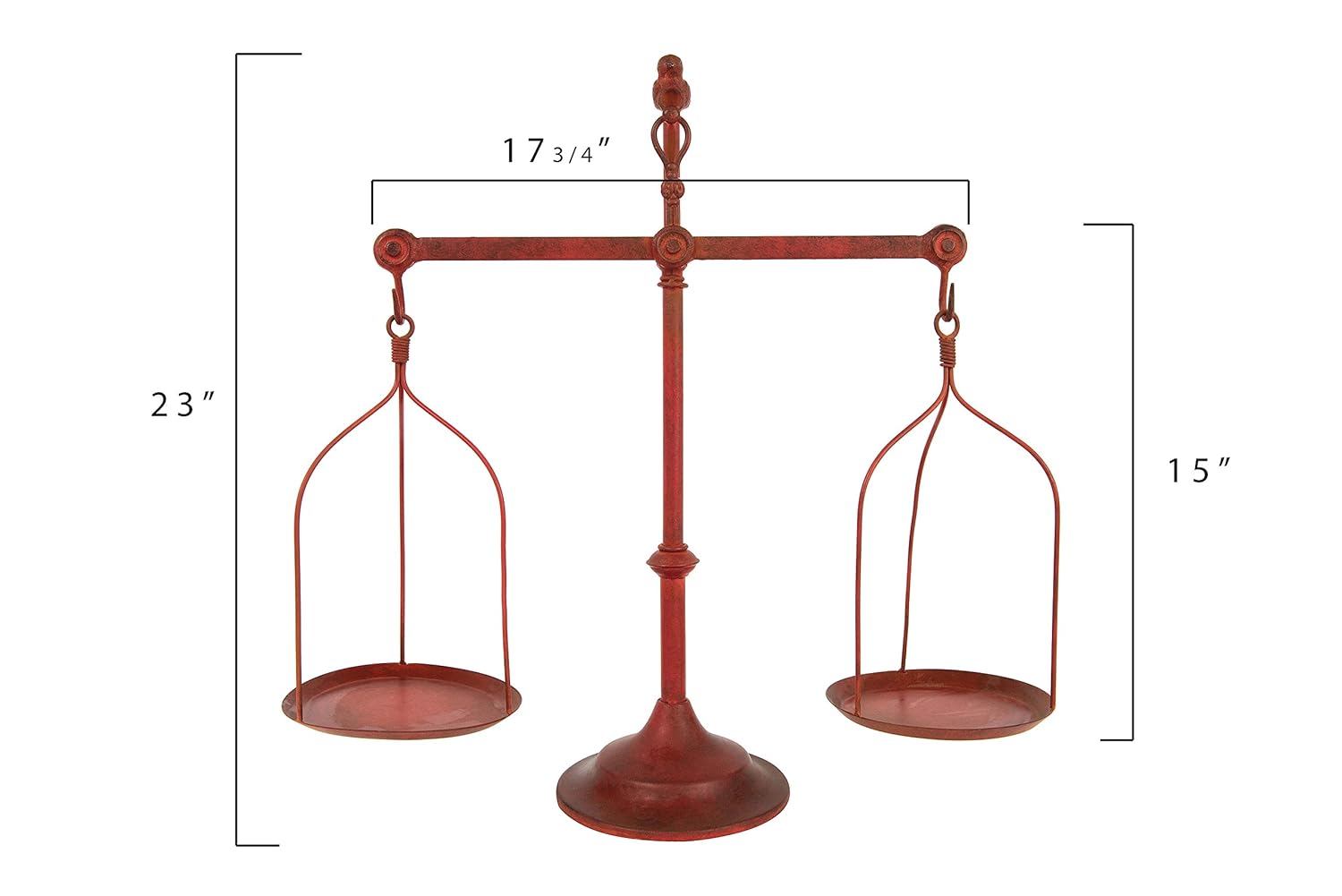Creative Co Op Decorative Distressed Vintage Metal Scale With Bird Finial Red