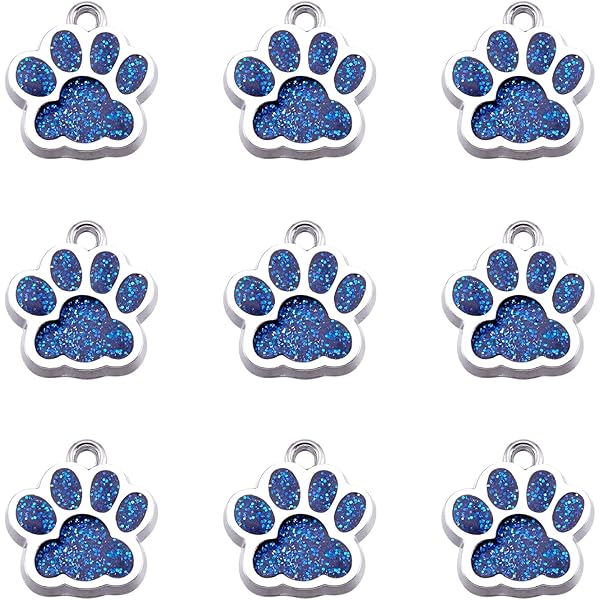 UNICRAFTALE 14 Dijes Planos De Pata De Perro Y Gato, De Acero Inoxidable, Con Diseño De Corazón Hueco, Hueca, Para Cachorros, Para Hacer Joyas, Manualidades, Collares, Pulseras, 0.650 X 0.669 X