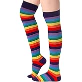 Geyoga Women's High Striped Tights Socks Over Knee Striped Long Stockings Halloween Christmas