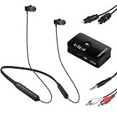 HomeSpot Wireless Neckband Headphones for TV Watching with Bluetooth 5.3 aptX LL Transmitter No Delay Lightweight High Volume Ideal for Seniors 3.5mm Aux RCA TOSLINK Optical