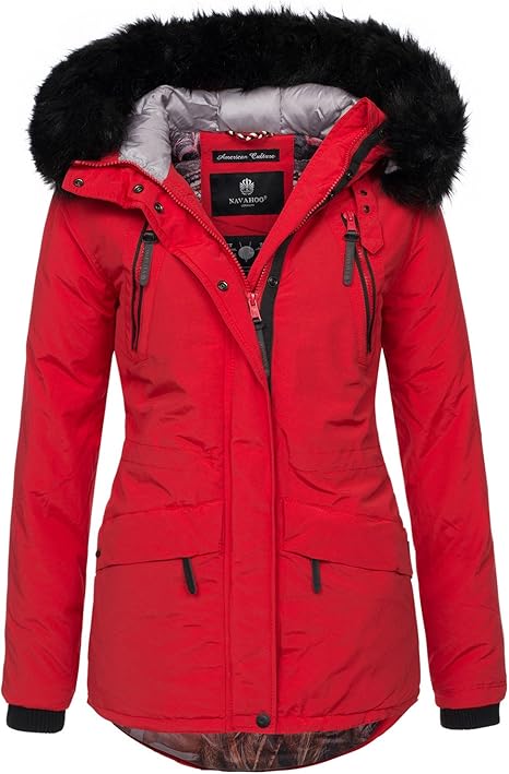 Navahoo Designer Damen Winter Parka Jacke warme Winterjacke Mantel B375 ...