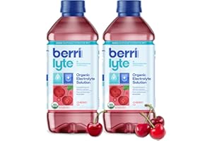 BERRILYTE Berri Lyte Plant Based Organic Electrolyte Solution – Pediatric Rehydration Drink – Low Sugar Cherry Flavor, 1 L, 2 ct