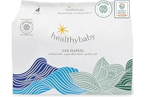 HEALTHYBABY Our Diapers | EWG Verified Safe & Plant-Based Diapers | Leak Protection | Soft Organic Cotton Shell | Chlorine-Free Diaper for Sensitive Skin | Size 4 (22-32 lbs) 36 Count