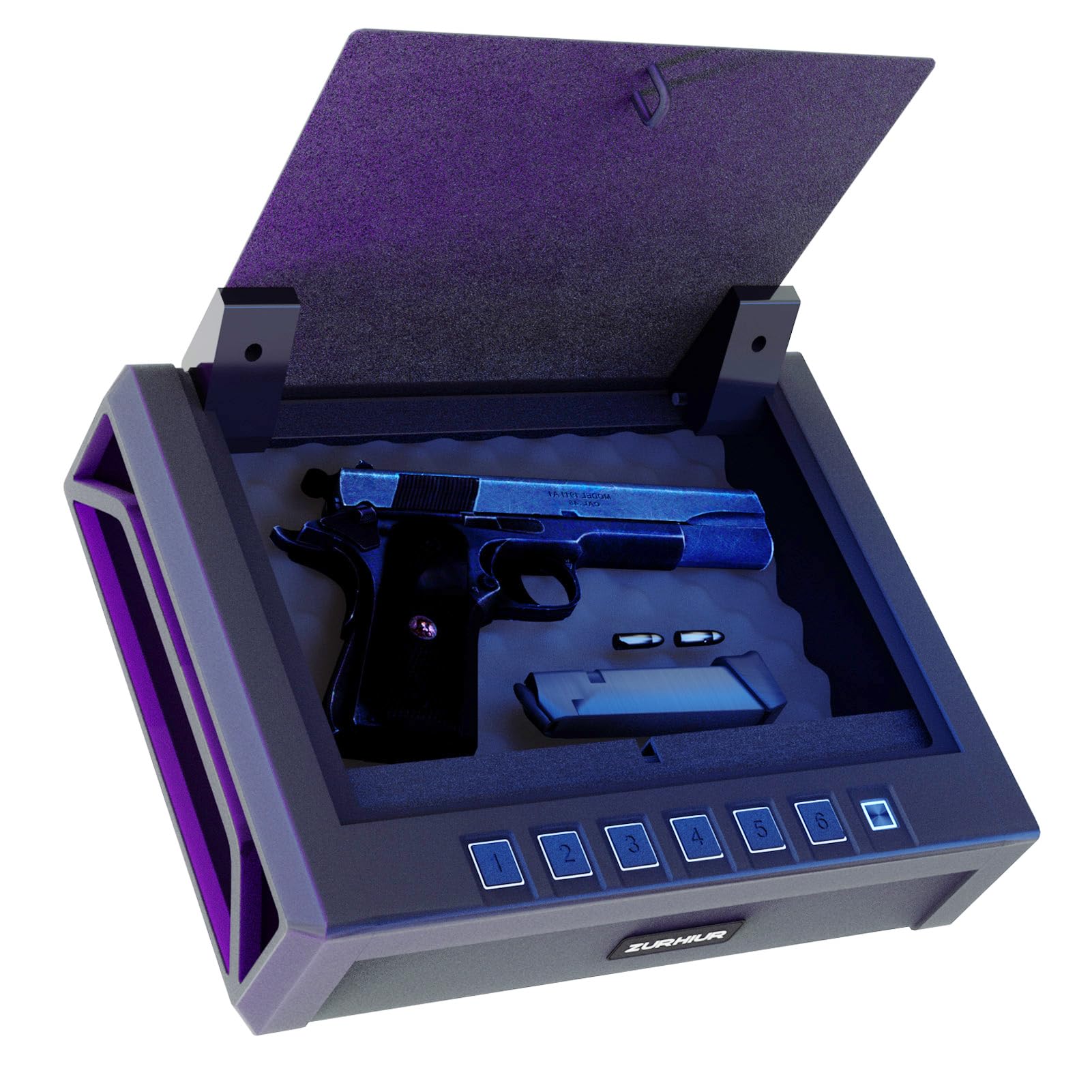Photo 1 of Zurhiur  Safe, Biometric Handgunn Safe for Pistols, Three Ways Quick Access Gun Storage with Fingerprint Lock for Home Truck Cars.