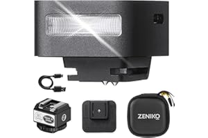 ZENIKO ZF08 Mini Camera Flash Speedlite with Flash Height Booster, Capable of Continuous Flash Shooting,Aluminum,for Fuji/Sony/Nikon/Canon/Olympus/Leica/Any Cameras with Single-Contact Hotshoe