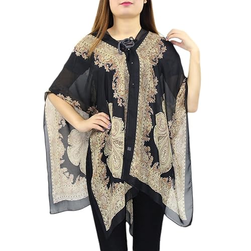 Donna Maglietta in Chiffon Manica JLTPH Pipistrello Sciarpe Poncho e Mantelle Estivo