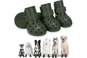 SPARKLETOPPERS Dog Shoes Non-Slip Waterproof Sandals for Hot Pavement Winter, Breathable Perforated Boots (Green, Size 7: (3.14’’x2.56'')(L*W)(4XL))