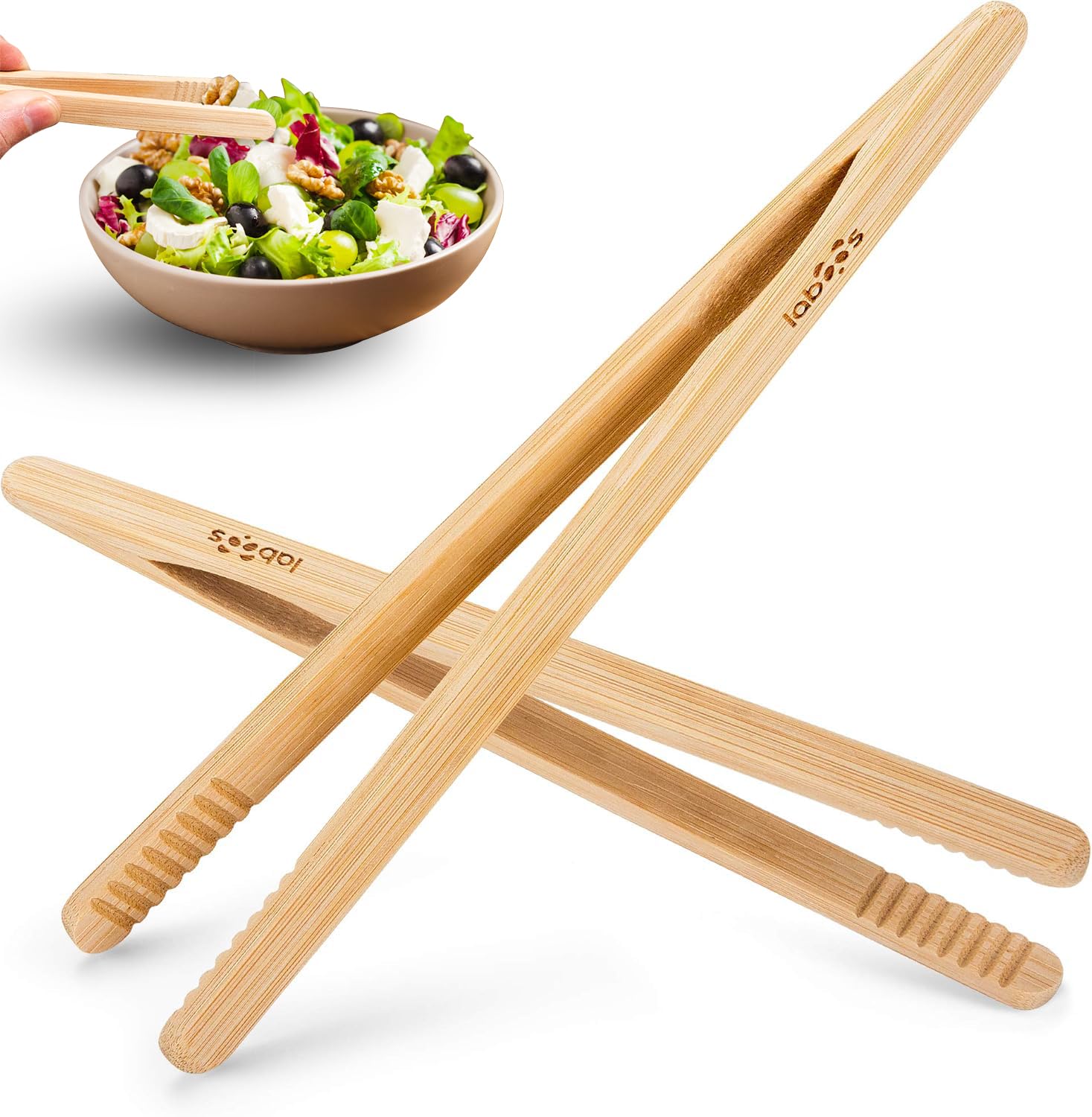 Photo 1 of 2-Pack Bamboo Toast Tongs 8.7” with Magnet – Natural Wood Tongs for Toaster, Oven, Air Fryer, Pickles, Snacks – Heat-Resistant, Food Safe, Easy to Use – by Laboos