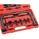 ATPEAM Valve Spring Compressor, C Clamp Tool Set for Motorcycle ATV | for small engine car dirt bike, 9.5 inch jaw opening, 4 collets included, black oxide finish, heat treated steel