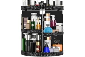 Awenia Makeup Organizer 360-Degree Rotating, Adjustable Makeup Storage, 7 Layers Large Capacity Cosmetic Storage Unit, Fits Different Types of Cosmetics and Accessories, Plus Size(Black)