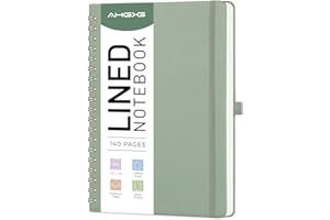 AHGXG Lined Spiral Journal Notebook, B5 Large College Ruled Journals for Women Men，Hardcover Leather Notebooks for School Wor