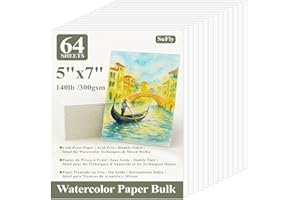 SuFly Water Color Paper Pad 5"x7" - 64 Sheets 140lb Cold Press Watercolor Paper Bulk, Water Color Paint Paper for Kids & Artists, White Painting Paper for Watercolor, Acrylic.