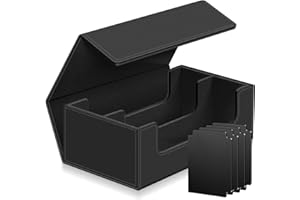 HOMTHY 1200+ Card Deck Case for Trading Cards, Leather Commander Card Storage Box Magnetic Card Holder Fit for YuGiOh, MTG and Sport Cards