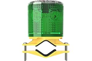 QXMH Solar Strobe Warning Light: Waterproof LED Flashing Safety Light, High Bright LED Warning Lamp Outdoor, Traffic Light for Construction Factory Safety Road Sign Dock Marine Beacon (Green)
