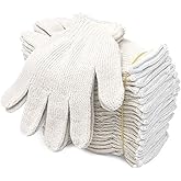Evridwear Cotton Polyester String Knit Shell Safety Protection Work Gloves for Painter Mechanic Industrial Warehouse Gardening Construction Men & Women 12 Pairs, no Dots, Large Size