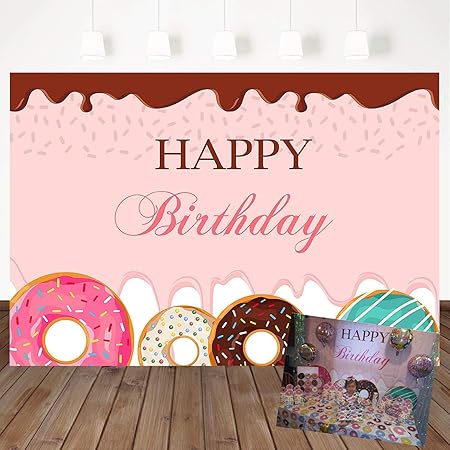 Amazon Mehofoto ドーナツパーティー用背景幕 写真 Happy Birthdayパーティーグッズ ドーナツがテーマのパーティーバナー装飾 7x5フィート かわいいチョコレートガール 誕生日写真スタジオ背景用小道具 バックペーパー 背景布 通販