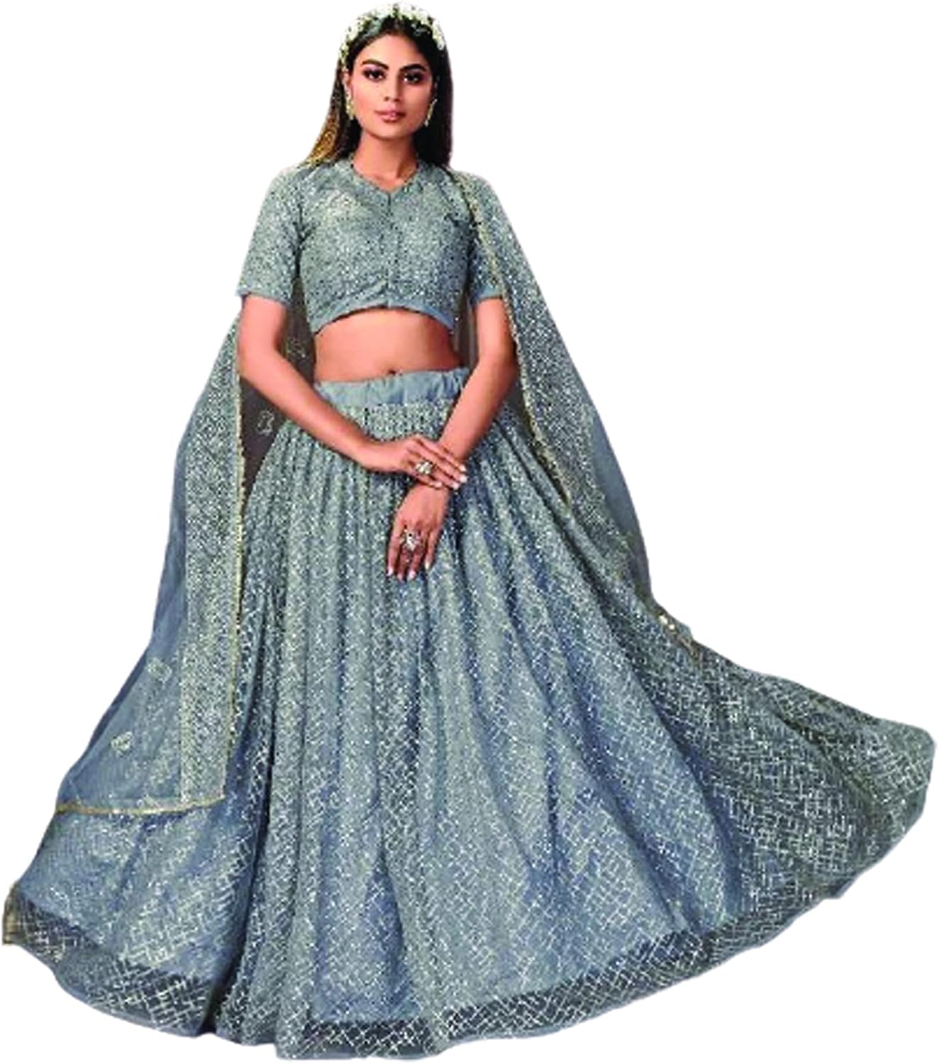 Blue Designr Indian Bridal Women Ethnic Heavy