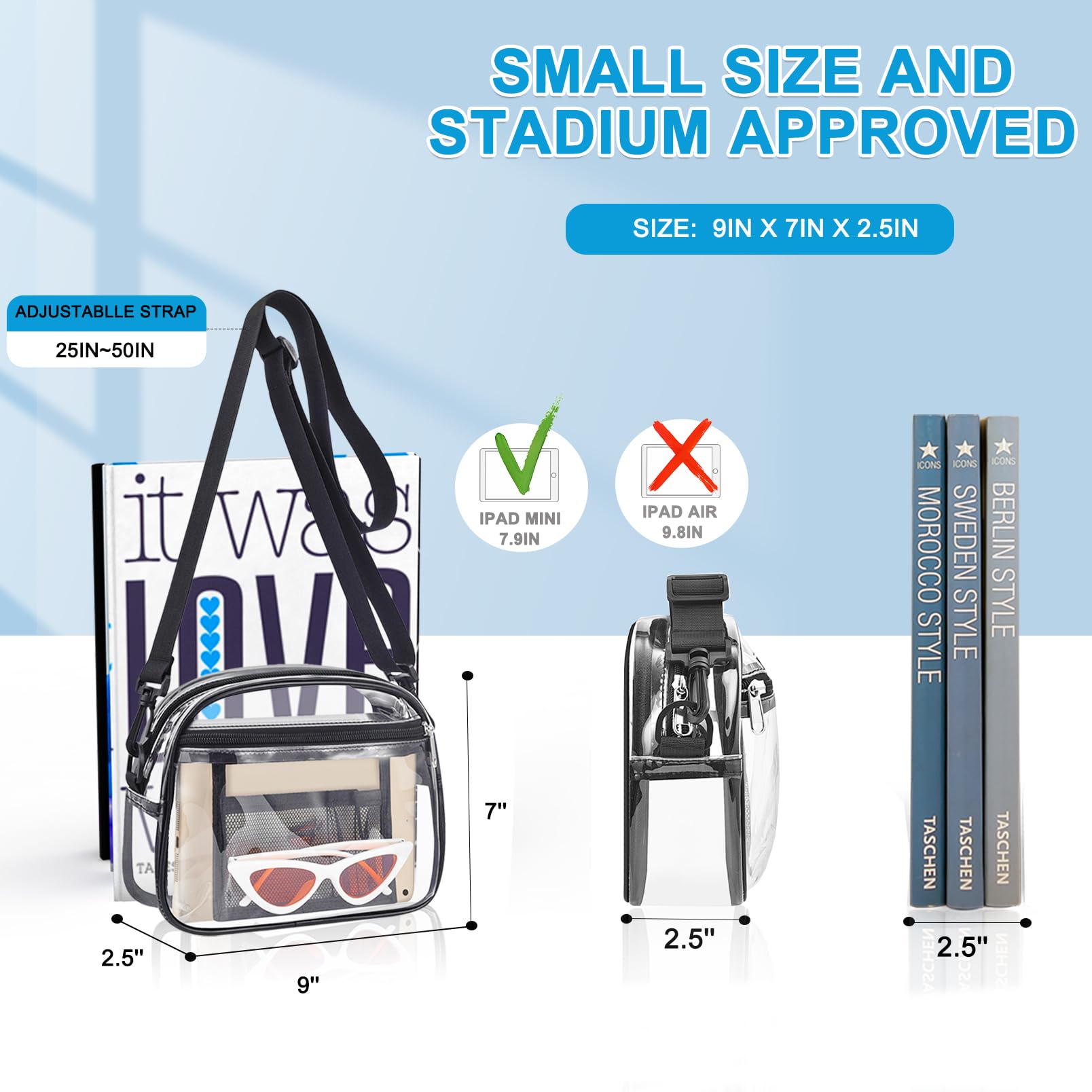 Clear Bag for Stadium Events Mini Small Clear Purse Clear Bag for Stadium Events Concert Sport Work